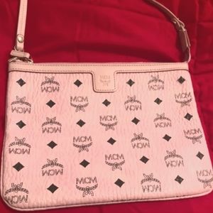 New Authentic Mcm Pink Pouch Tote Clutch